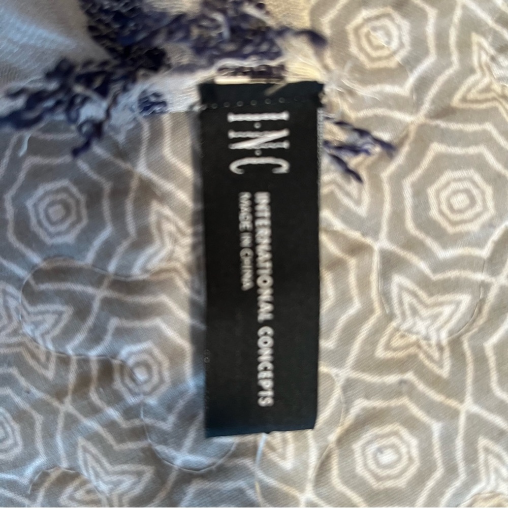 *FREE w bundle! INC Striped Scarf/Wrap‎ w Yellow, Navy, Blue, & Turquoise. - Picture 4 of 4